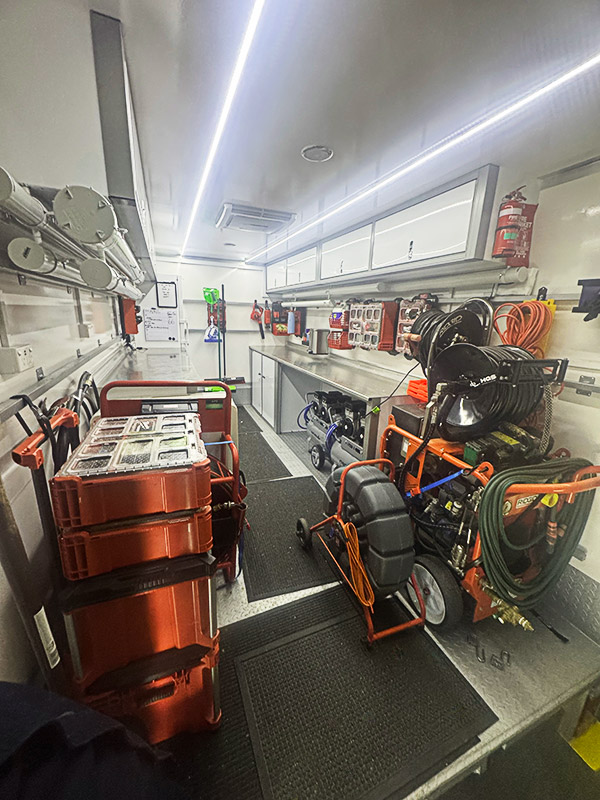 Inside our fully equipped, specialist relining van