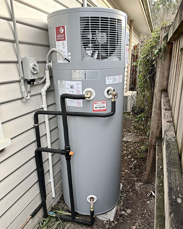 New heat pump hot water installation